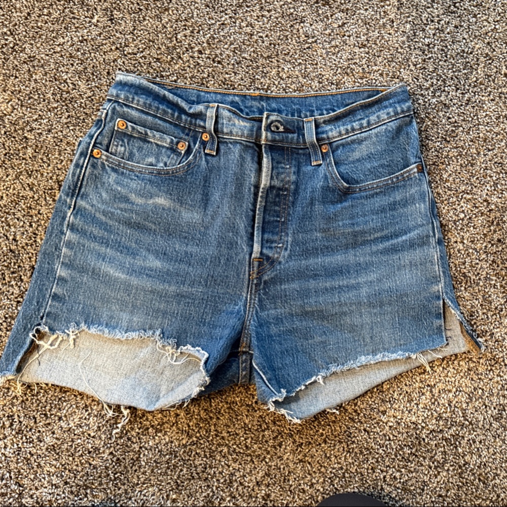 Raw Hem Blue Denim Women's Shorts
